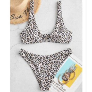 LAST CALL! ZAFUL Front Closure High Leg Leopard Bikini